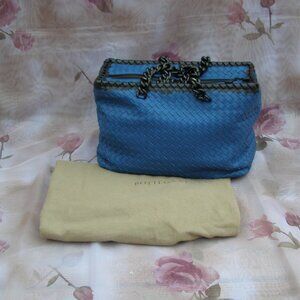 NEW Bottega Veneta Intrecciato Blue Leather Bag